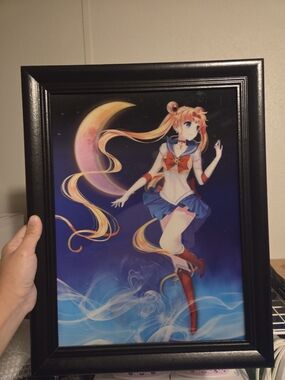 Anime Sailor Moon 3D Holographic Art Print - Black Frame
